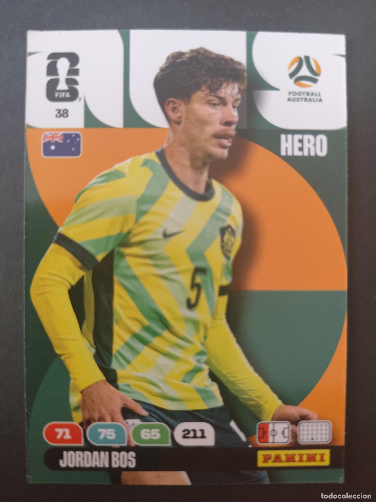 Fu&szlig;ball-Sticker: 38 JORDAN BOS AUSTRALIA ADRENALYN MUNDIAL FIFA WORLD CUP 2026 PANINI