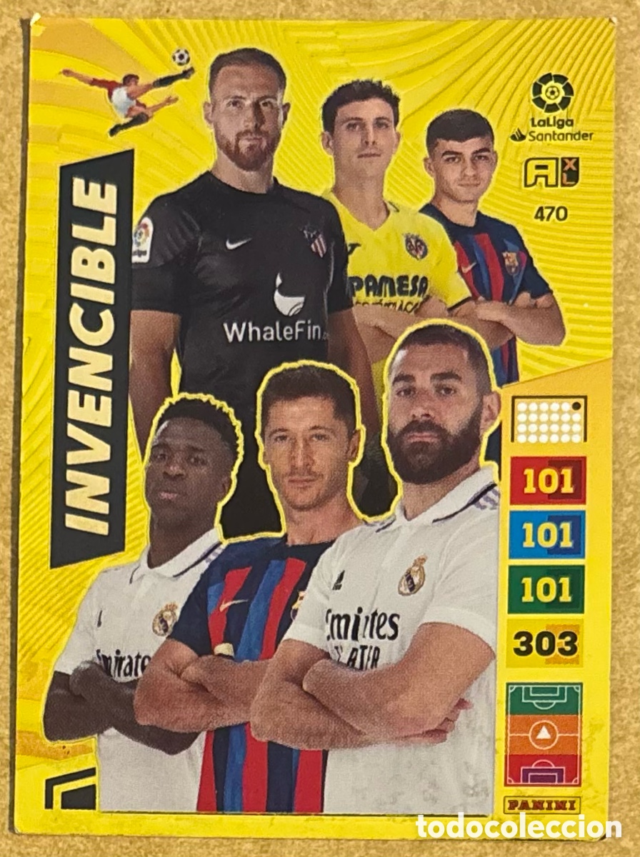 Cromos de F&uacute;tbol: INVENCIBLE. CARTA MULTIPOSICI&Oacute;N ADRENALYN XL LA LIGA 2022-23. BENZEMA. PEDRI, VINICIUS,&hellip;