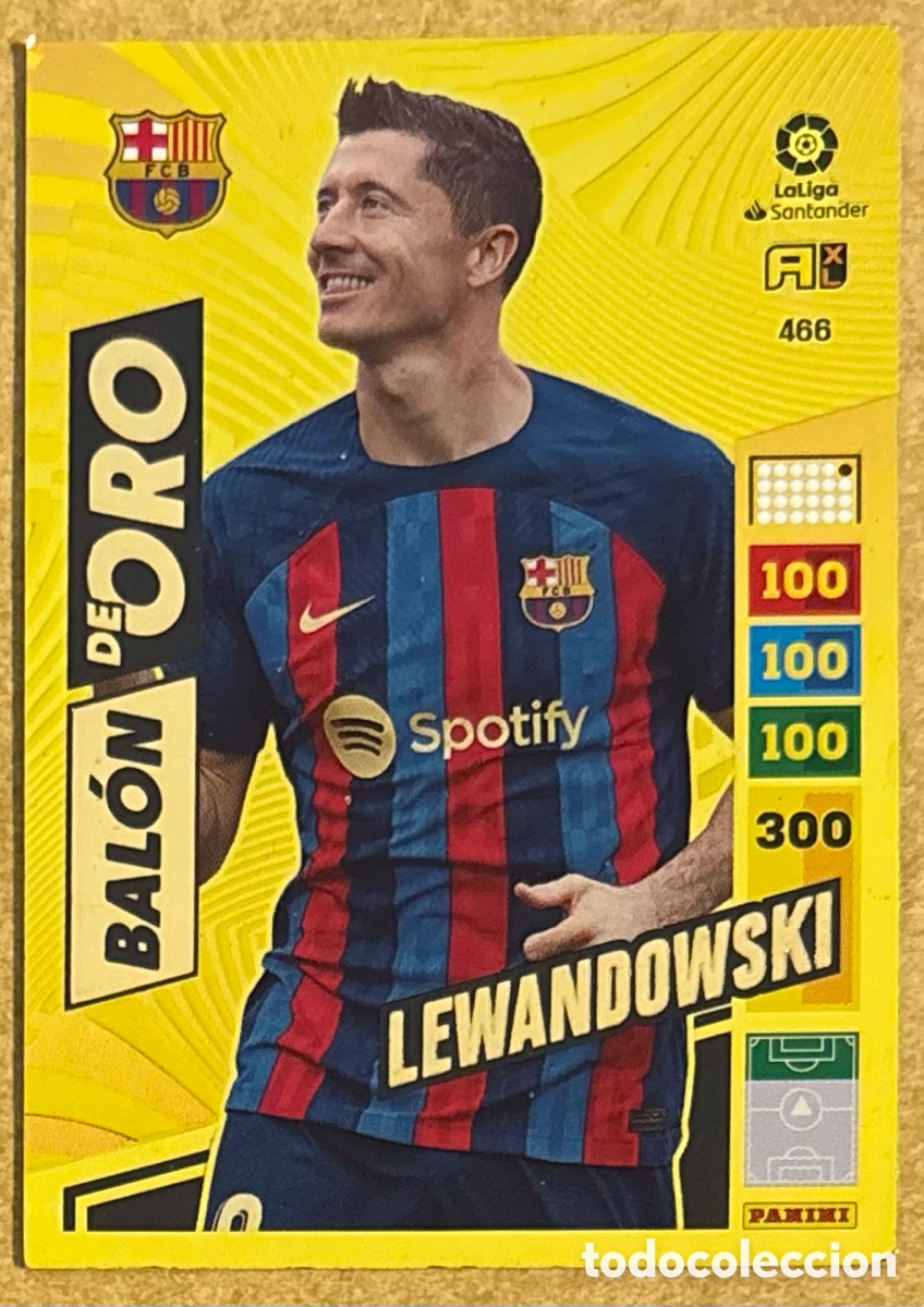 Cromos de F&uacute;tbol: LEWANDOWSKY (BARCELONA). CARTA BAL&Oacute;N DE ORO ADRENALYN XL LA LIGA 2022-23. #466.