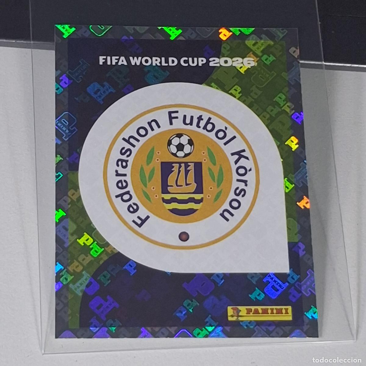 Cromos de F&uacute;tbol: B23 CUW 1 CUW1 ESCUDO CURACAO KORSOU LOGO BADGE MUNDIAL FIFA WORLD CUP 2026 STICKER PANINI