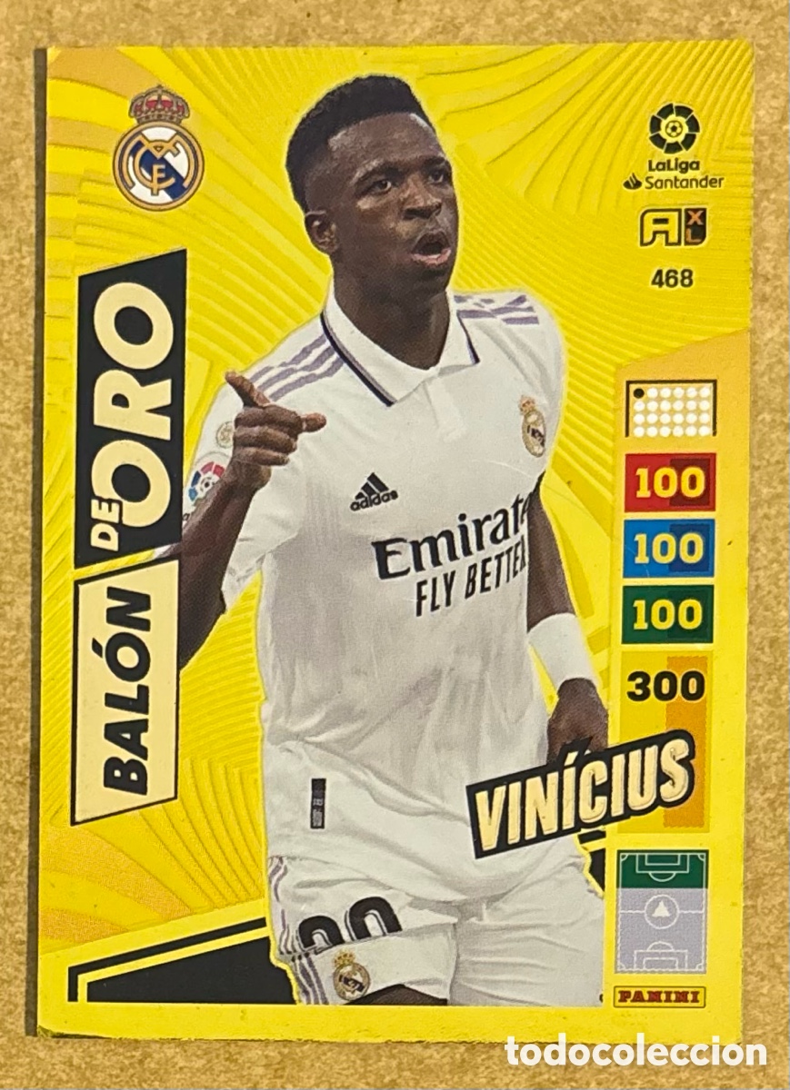 Cromos de F&uacute;tbol: VINICIUS JR. (REAL MADRID). CARTA BAL&Oacute;N DE ORO ADRENALYN XL LA LIGA 2022-23. #468.