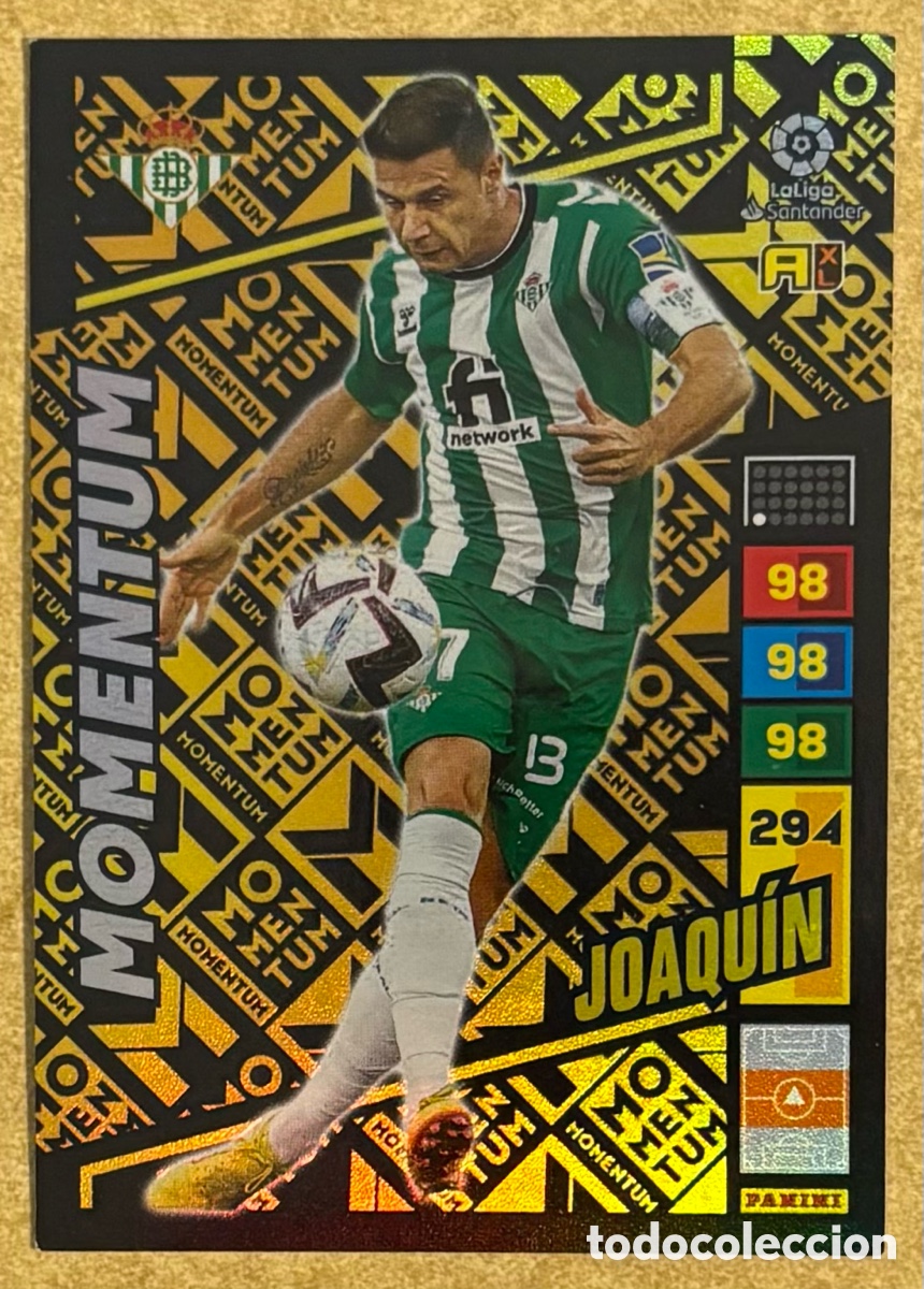Figurine di Calcio: JOAQU&Iacute;N (REAL BETIS). CARTA MOMENTUM PANINI ADRENALYN XL LA LIGA 2022-23.
