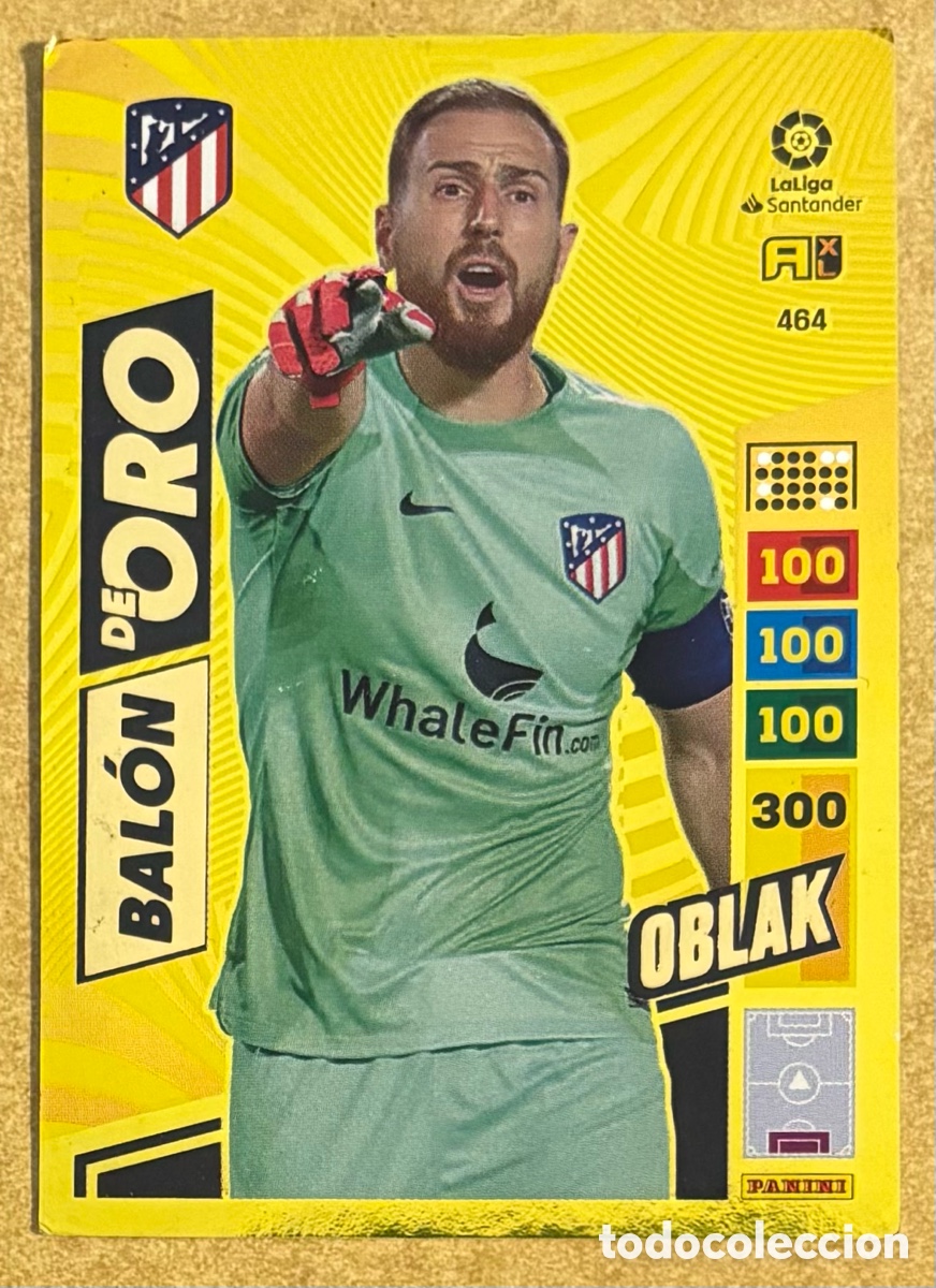 Cromos de F&uacute;tbol: OBLAK (ATL&Eacute;TICO MADRID). CARTA BAL&Oacute;N DE ORO PANINI ADRENALYN XL LA LIGA 2022-23. #464.