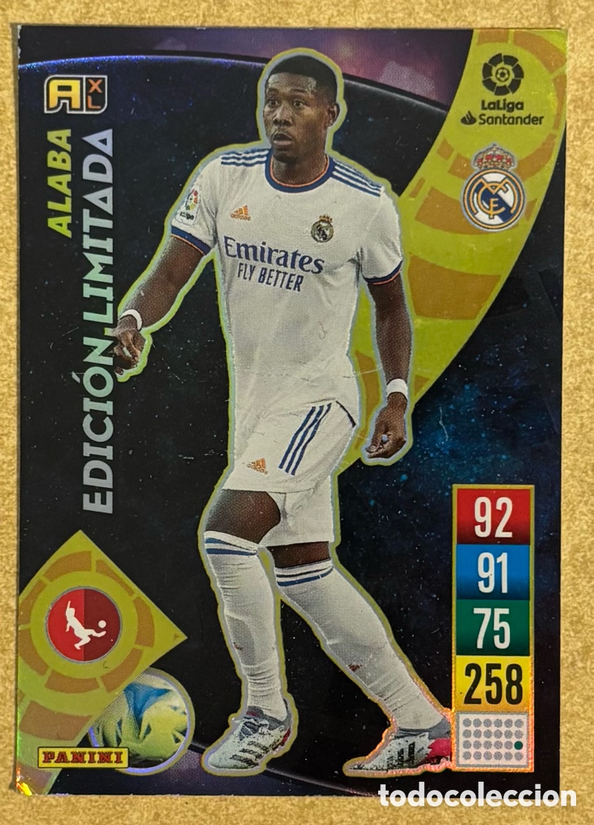 Cromos de F&uacute;tbol: DAVID ALABA (REAL MADRID). CARTA EDICI&Oacute;N LIMITADA PANINIADRENALYN XL LA LIGA 2021-22.