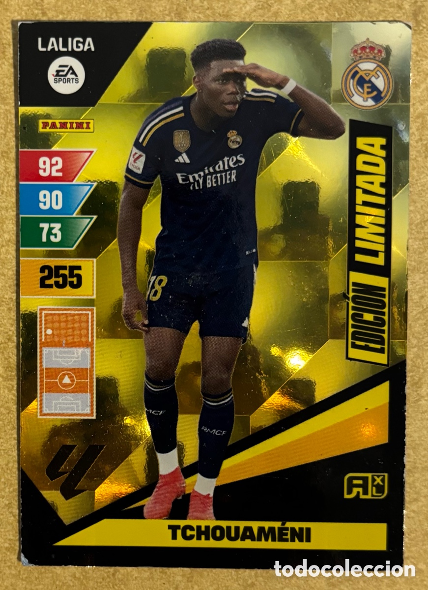 Cromos de F&uacute;tbol: TCHOUAM&Eacute;NI (REAL MADRID). CARTA EDICI&Oacute;N LIMITADA ADRENALYN XL LA LIGA 2023-24.