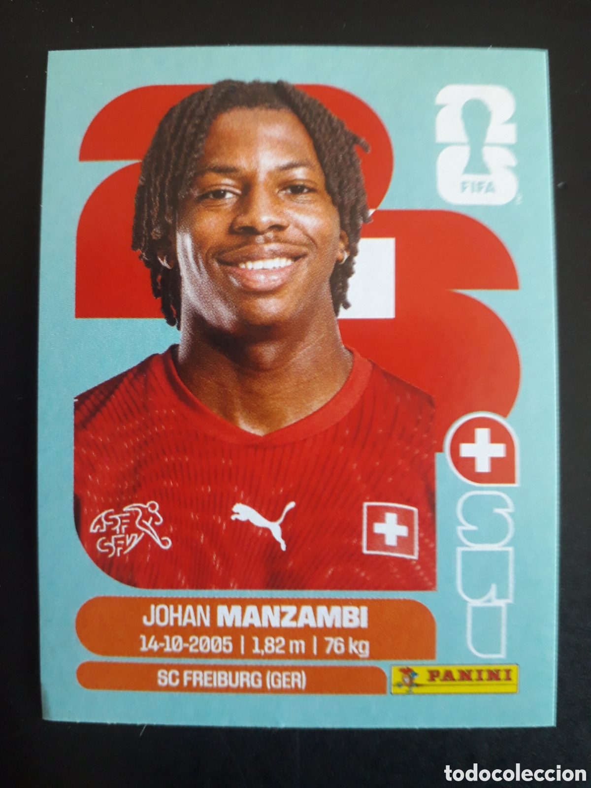 Cromos de f&uacute;tbol: MANZAMBI SUIZA SUI 15 MUNDIAL F&Uacute;TBOL 2026 FIFA WORLD CUP PANINI SIN PEGAR PEDIDO M&Iacute;NIMO 3&euro;