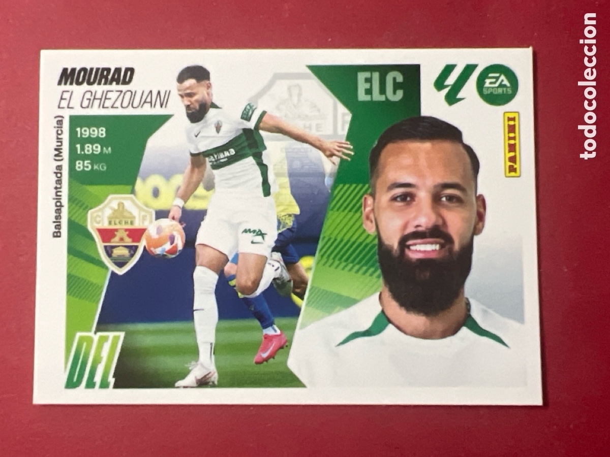 Cromos de F&uacute;tbol: C4488. Cromo Liga 25 26. 2025 2026. Mourad. N. &ordm; 20. Elche. Colecciones ESTE. Panini