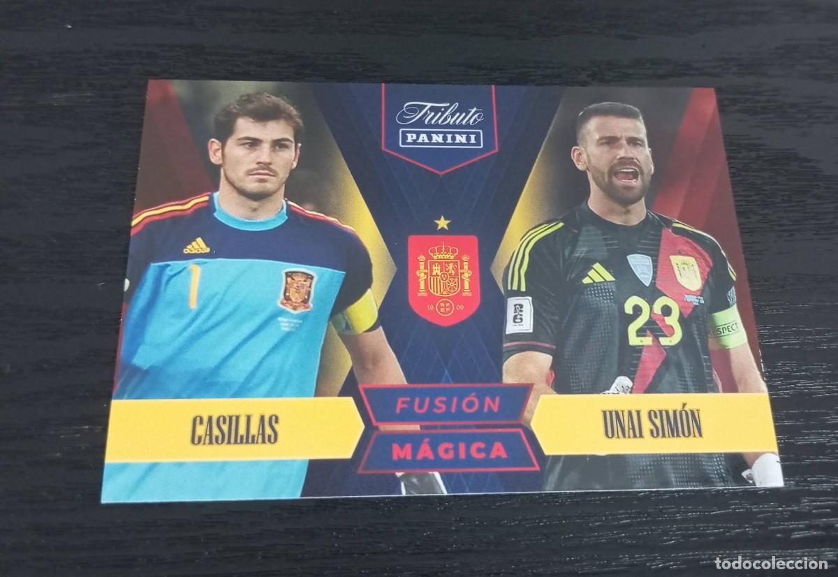 Football Stickers: -PANINI TRIBUTO SELECCION ESPA&Ntilde;OLA 2010-2026 : 82 CASILLAS / UNAI SIMON -- FUSION MAGICA --
