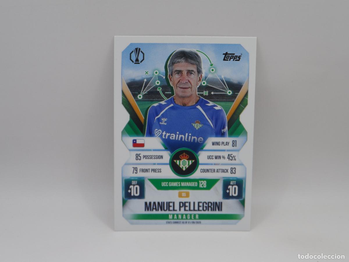 Football Stickers: 85 MANUEL PELLEGRINI MANAGER BETIS TOPPS MATCH ATTAX EXTRA 2025 2026 25 26 EUROPA LEAGUE