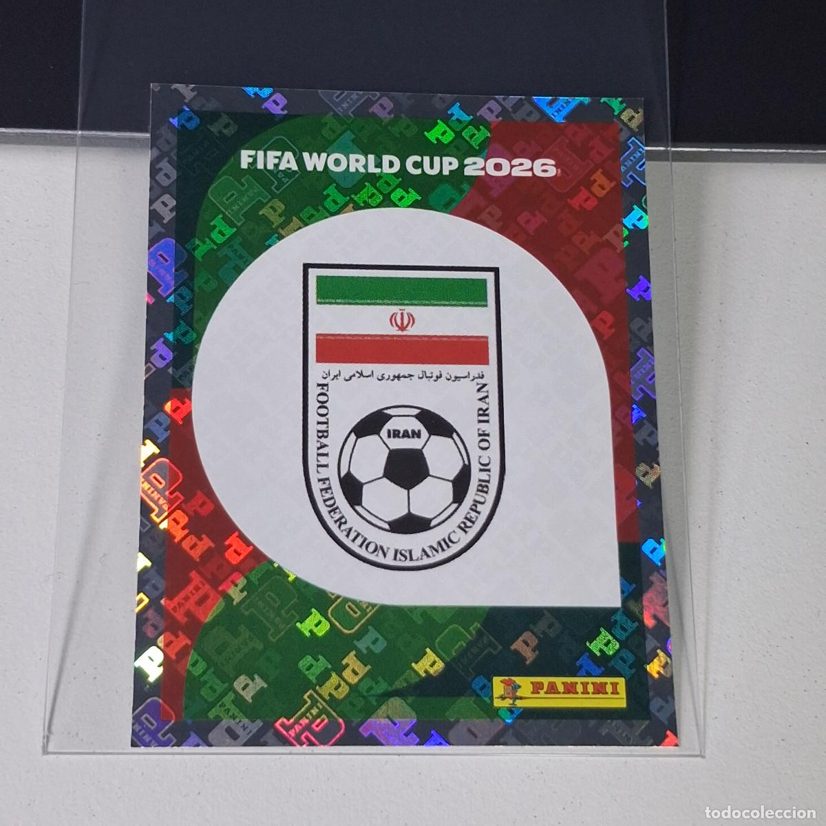 Cromos de F&uacute;tbol: B27 IRN 1 IRN1 ESCUDO LOGO BADGE IRAN IRAO MUNDIAL FIFA WORLD CUP 2026 STICKER PANINI