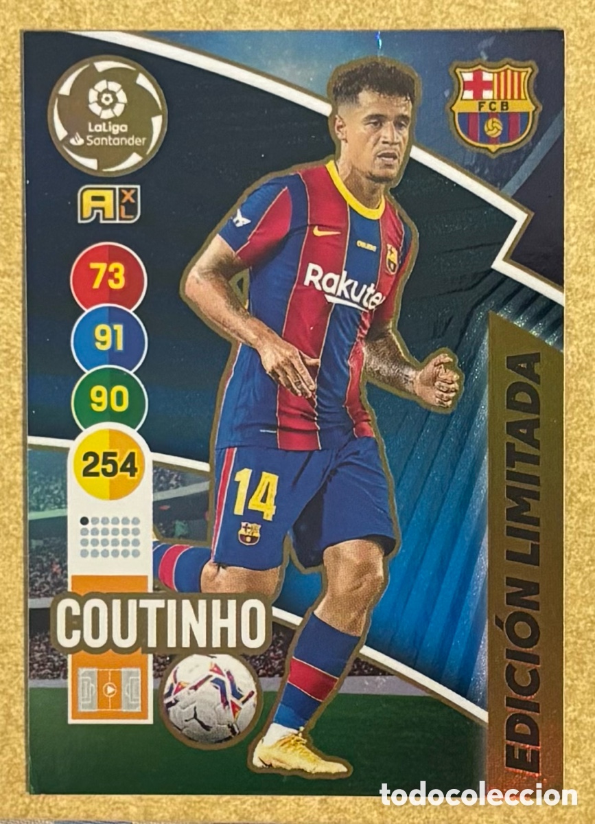 Fu&szlig;ball-Sticker: COUTINHO (FC BARCELONA). CARTA EDICI&Oacute;N LIMITADA PANINI ADRENALYN XL LA LIGA 2020-21.