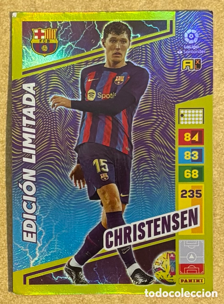 Fu&szlig;ball-Sticker: CHRISTENSEN (FC BARCELONA). CARTA EDICI&Oacute;N LIMITADA PANINI ADRENALYN XL LA LIGA 2022-23.