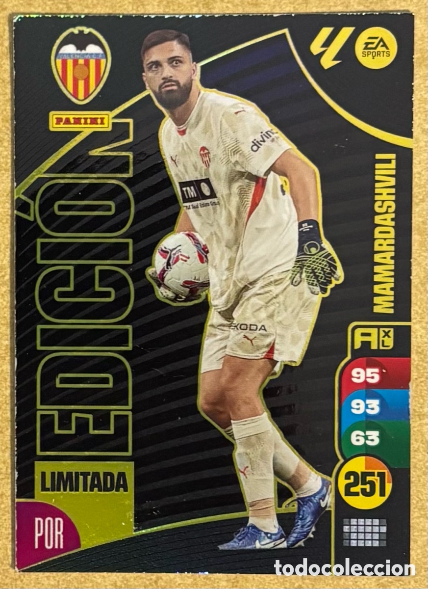 Fu&szlig;ball-Sticker: MAMARDASHVILI (VALENCIA). CARTA EDICI&Oacute;N LIMITADA PANINI ADRENALYN XL LA LIGA 2024-25.
