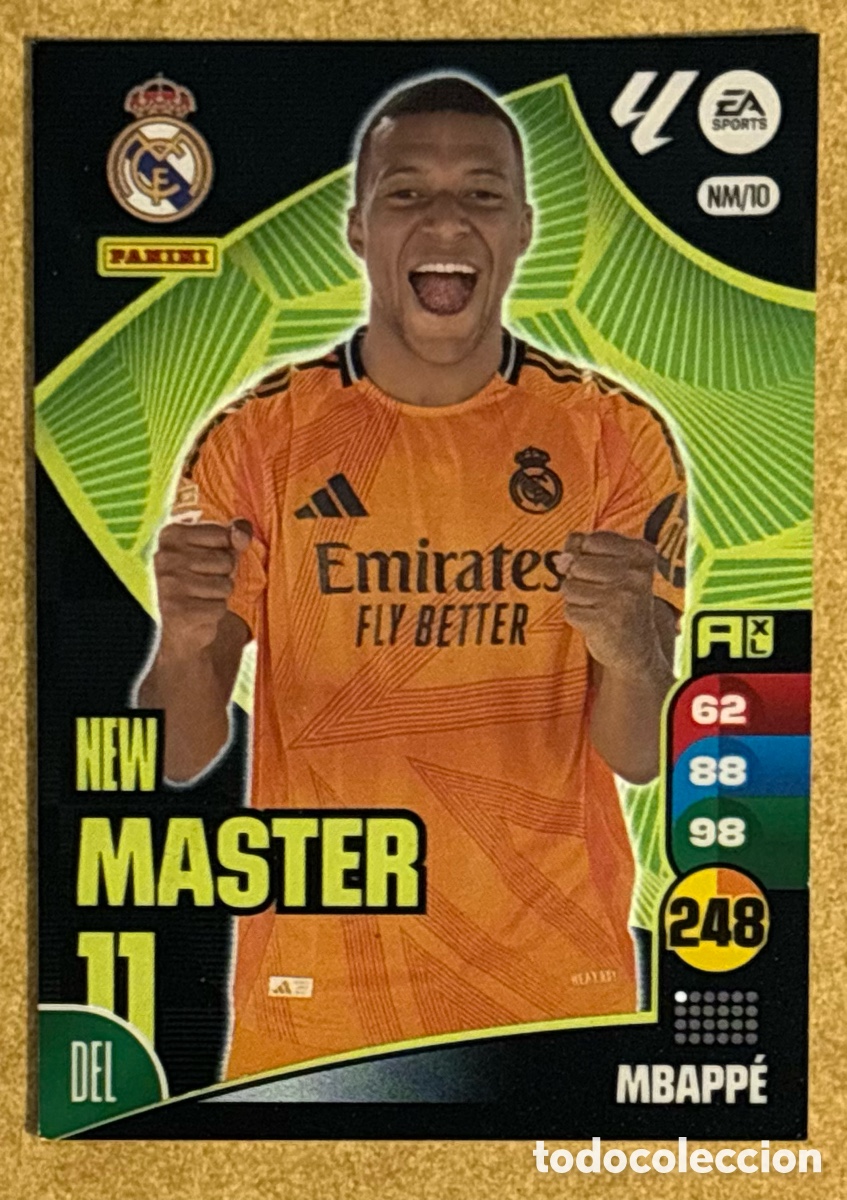 Cromos de F&uacute;tbol: MBAPP&Eacute; (REAL MADRID). CARTA NEW MASTER 11 ADRENALYN XL LA LIGA 2024-25.