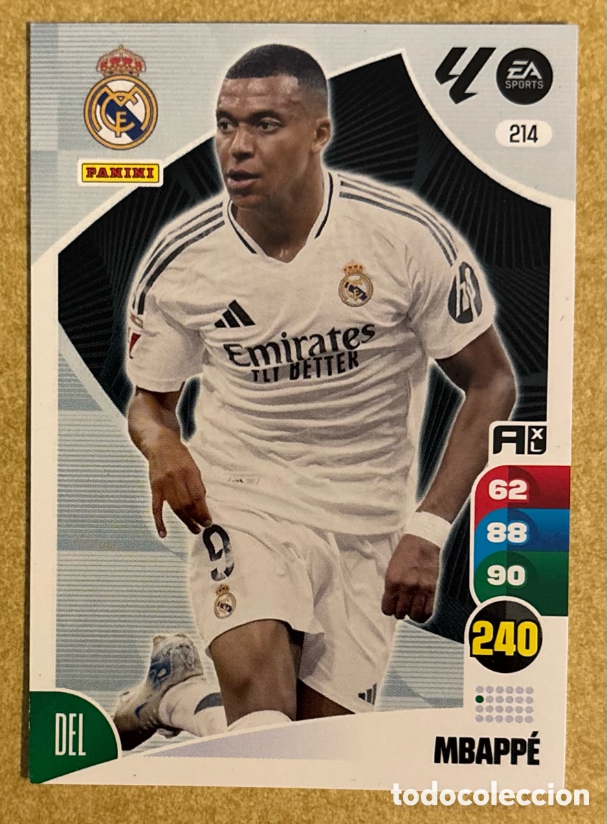Cromos de F&uacute;tbol: MBAPP&Eacute; (REALMADRID). CARTA PANINI ADRENALYN XL LA LIGA 2024-25.