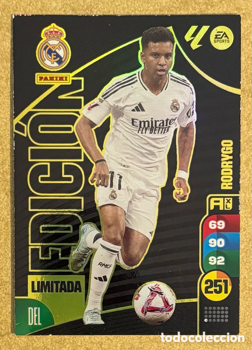 Cromos de F&uacute;tbol: RODRYGO (REAL MADRID). CARTA EDICI&Oacute;N LIMITADA PANINI ADRENALYN XL LA LIGA 2024-25.