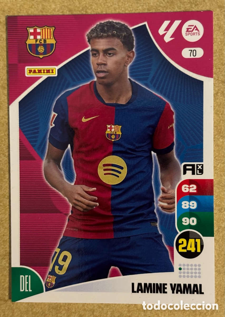 Cromos de F&uacute;tbol: LAMINE YAMAL (FC BARCELONA). CARTA PANINI ADRENALYN XL LA LIGA 2024-25. #70.