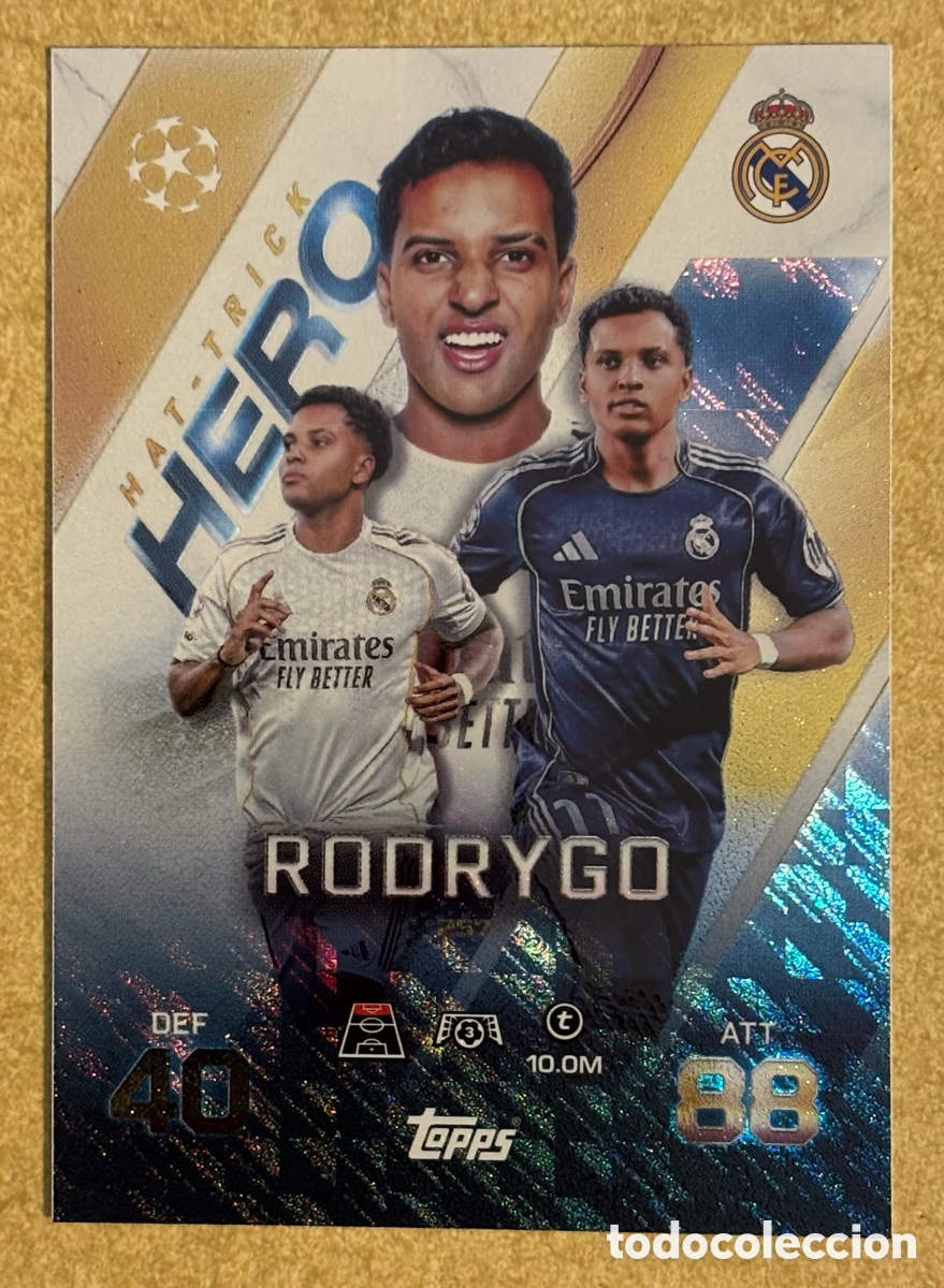 Cromos de F&uacute;tbol: RODRYGO (REAL MADRID). CARTA HAT-TRICK HERO TOPPS MATCH ATTAX EXTRA UCL 2025-26. #257.