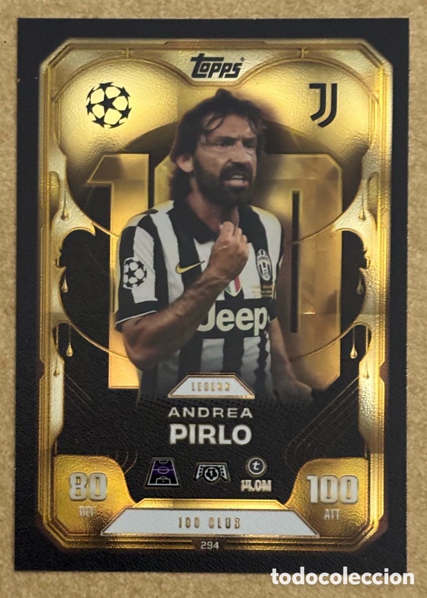 Cromos de F&uacute;tbol: ANDREA PIRLO (JUVENTUS). CARTA 100 CLUB LEGENDS TOPPS MATCH ATTAX EXTRA UCL 2025-26. #294.