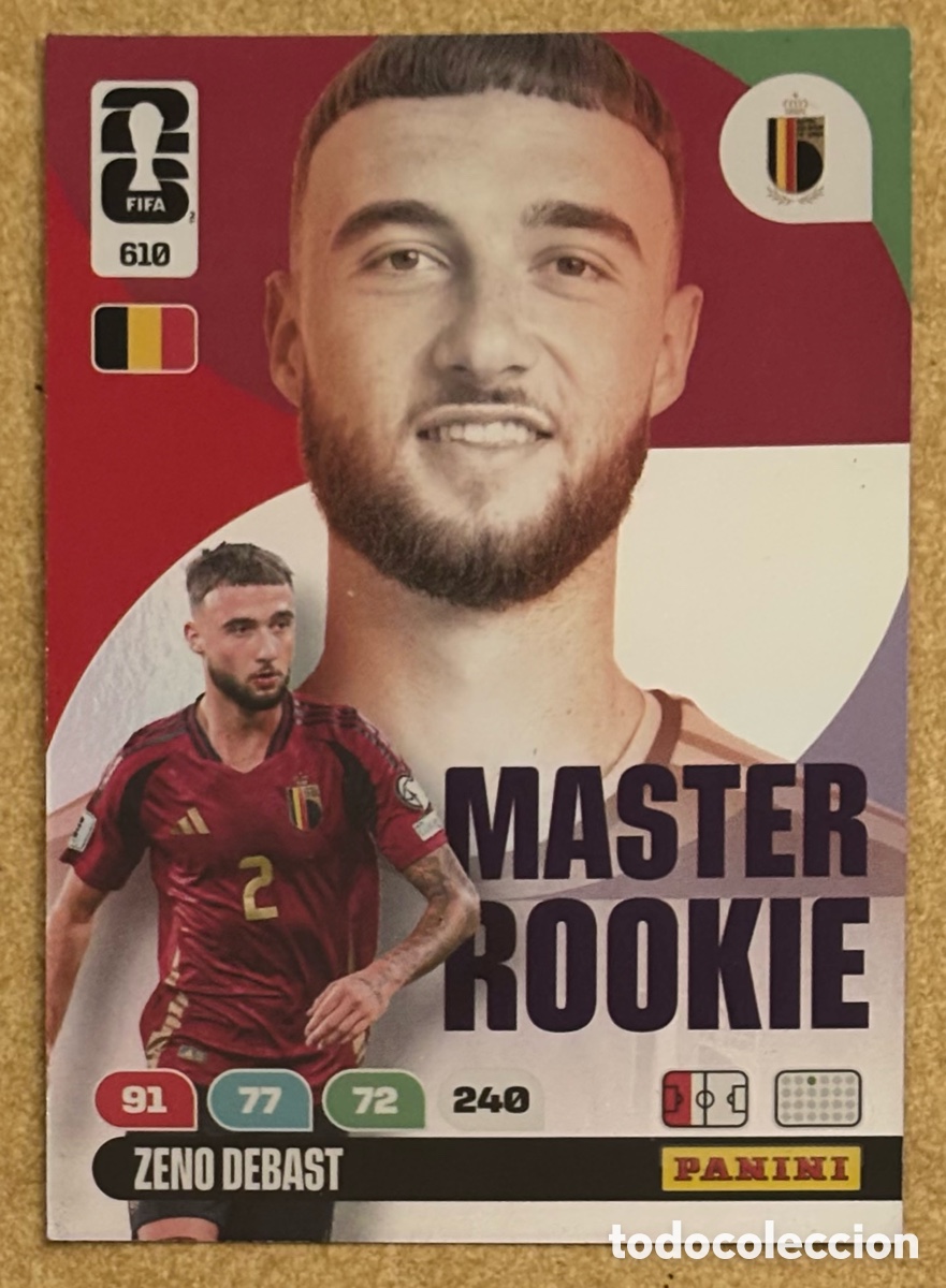 Cromos de F&uacute;tbol: ZENO DEBAST (B&Eacute;LGICA). CARTA MASTER ROOKIE PANINI ADRENALYN XL FIFA WORLD CUP 2026. #610.
