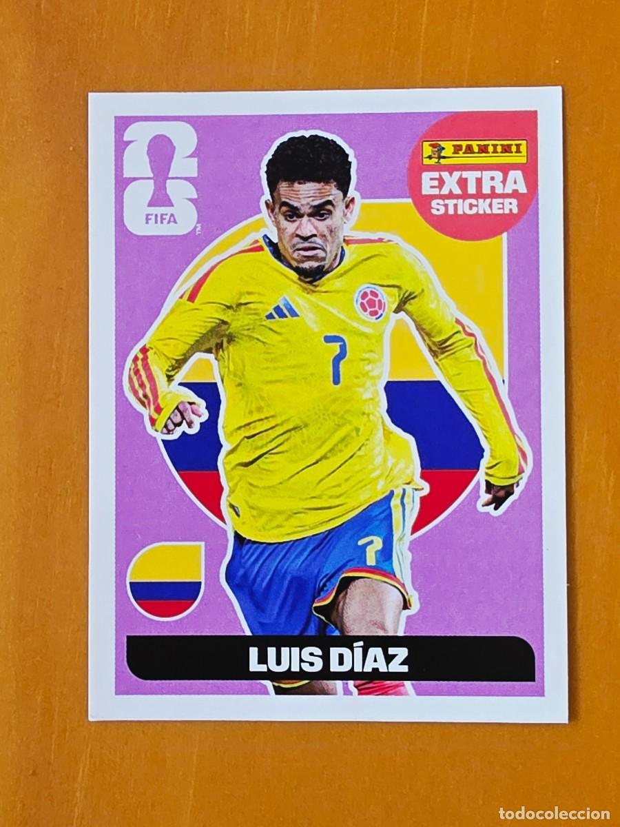 Cromos de F&uacute;tbol: Extra Sticker Base morado Luis D&iacute;az, Colombia, Panini FIFA World Cup Mundial 2026