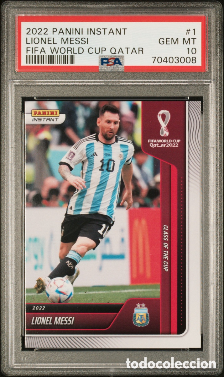Fu&szlig;ball-Sticker: Messi Qatar 2022 Panini instant # 1 PSA 10 Mint