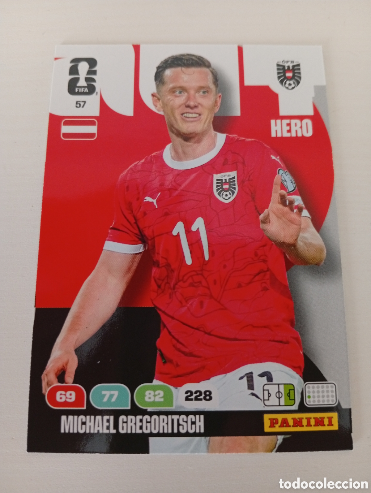 Figurine di Calcio: PANINI ADRENALYN FIFA WORLD CUP MUNDIAL 2026 #57 MIHEL GREGORITSCH (AUSTRIA) BASE HERO