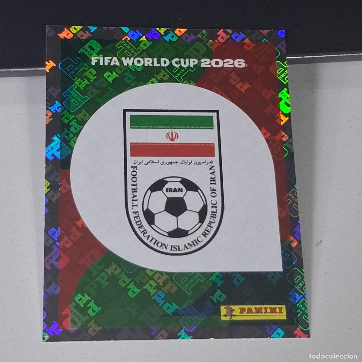 Cromos de F&uacute;tbol: B28 IRN 1 IRN1 ESCUDO LOGO BADGE IRAN IRAO MUNDIAL FIFA WORLD CUP 2026 STICKER PANINI