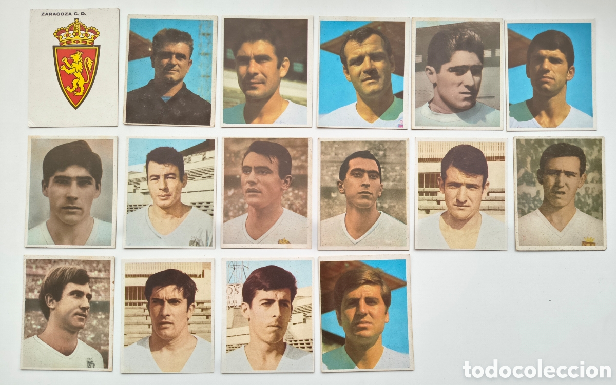 Cromos de Futebol: Lote de 16 cromos del Real Zaragoza de la temporada 1968-1969, Bruguera.