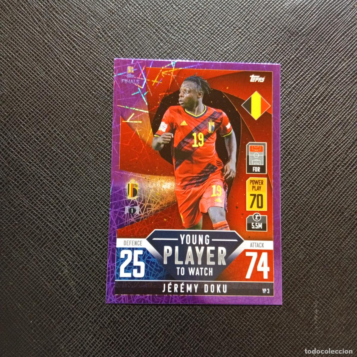 Cromos de F&uacute;tbol: JEREMY DOKU BELGICA TOPPS MATCH ATTAX ROAD TO FINALS UEFA NATIONS LEAGUE 2022 - A185 PG469 PURPLE