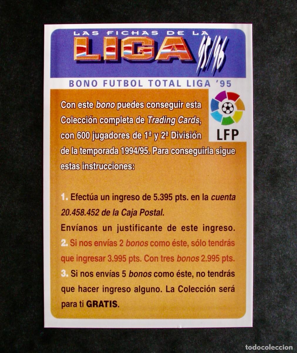Cromos de F&uacute;tbol: BONO FUTBOL TOTAL LIGA 95 DE LAS FICHAS DE LA LIGA DE MUNDICROMO 95-96