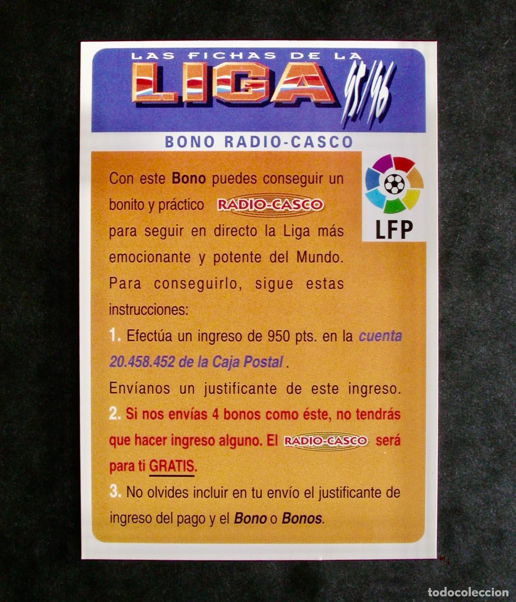 Cromos de F&uacute;tbol: BONO RADIO-CASCO DE LAS FICHAS DE LA LIGA DE MUNDICROMO 95-96