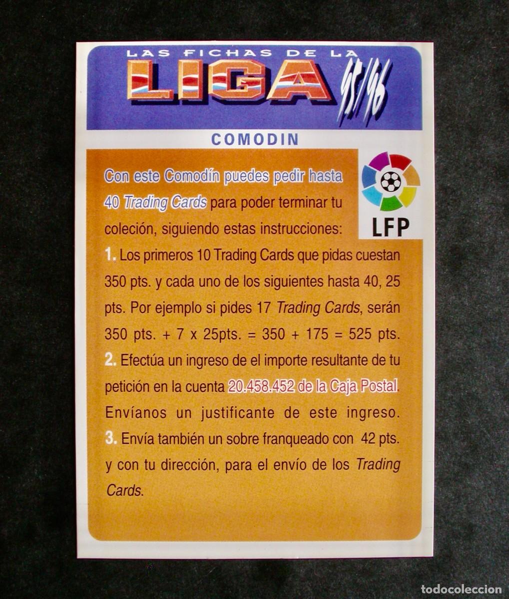 Cromos de F&uacute;tbol: COMOD&Iacute;N CORREGIDO DE LAS FICHAS DE LA LIGA DE MUNDICROMO 95-96