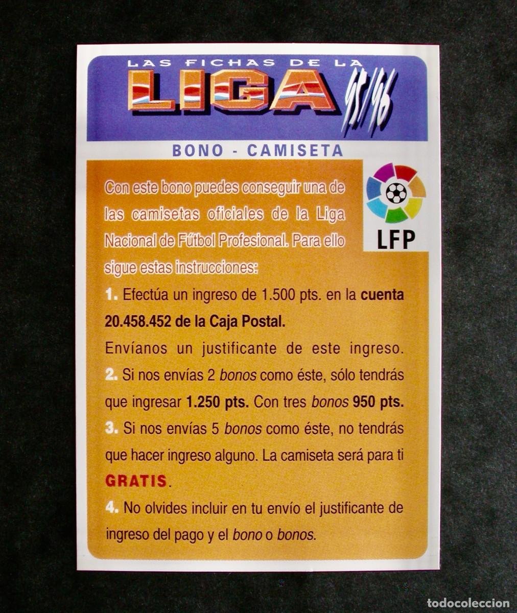 Football Stickers: BONO-CAMISETA VERSI&Oacute;N DE LAS FICHAS DE LA LIGA DE MUNDICROMO 95-96