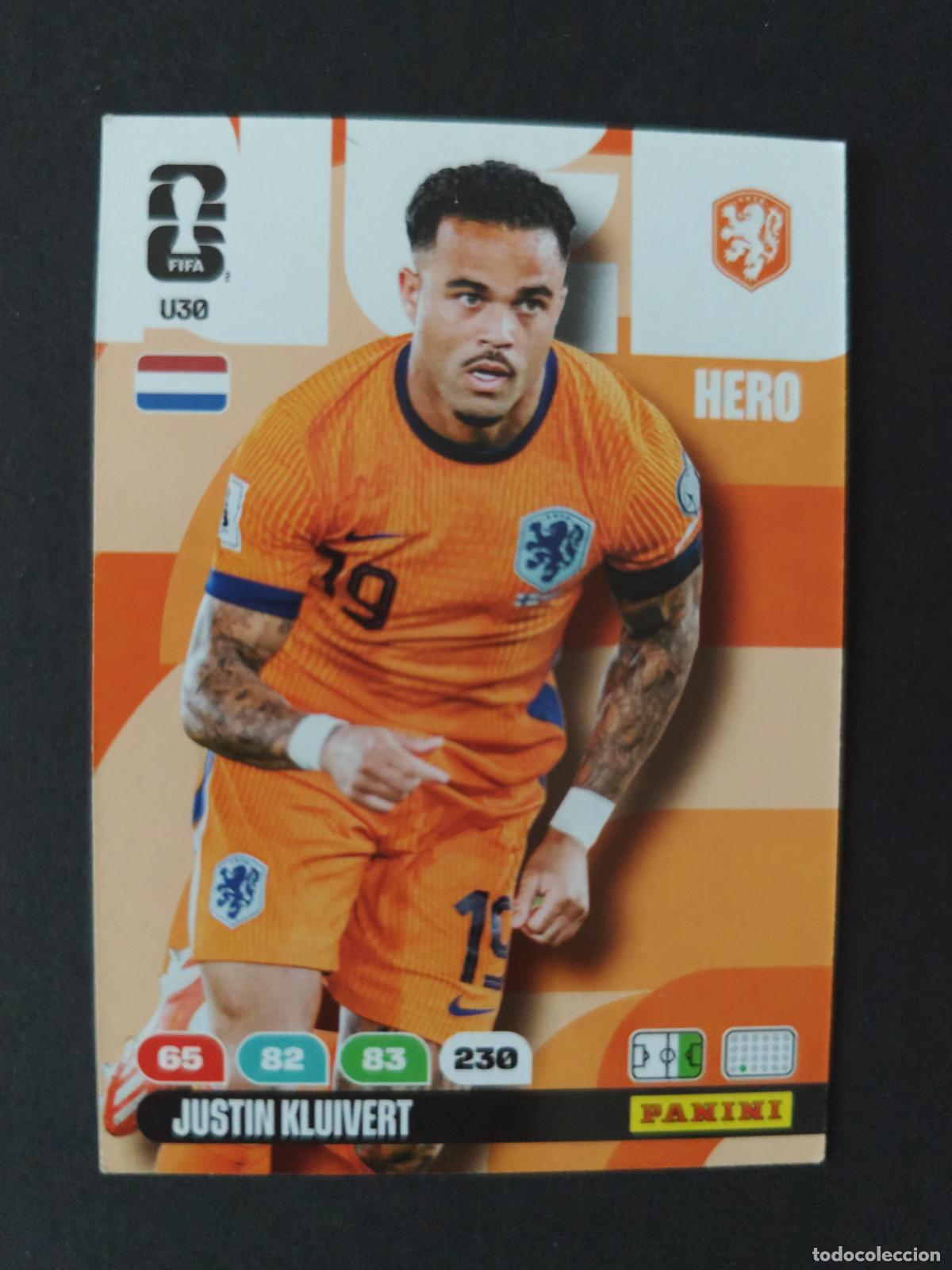 Football Stickers: U30 JUSTIN KLUIVERT ACTUALIZACI&Oacute;N UPDATE PA&Iacute;SES BAJOS HOLANDA ADRENALYN MUNDIAL FIFA WORLD CUP 2026