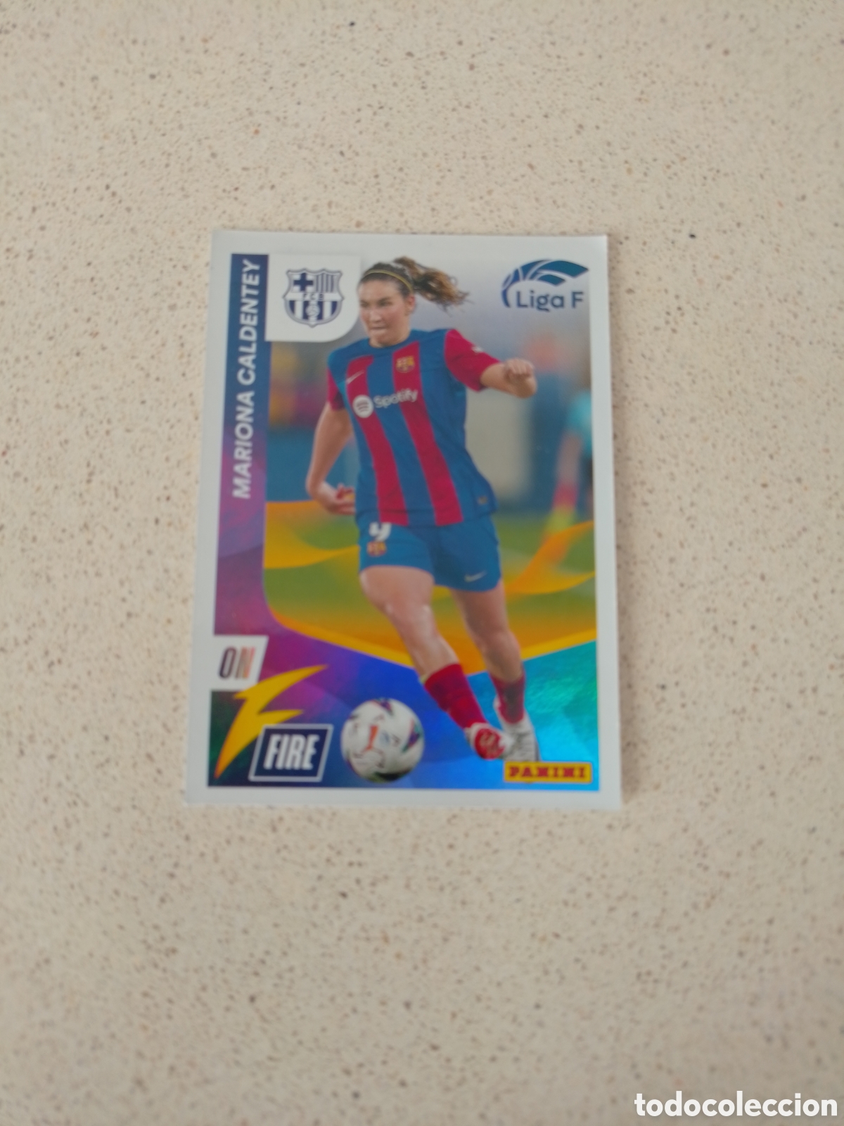 Cartes &agrave; collectionner de Football: CROMO ON FIRE N&Uacute;MERO 345 MARIONA CALDENTEY FC BARCELONA. LIGA F 23/24. PANINI.
