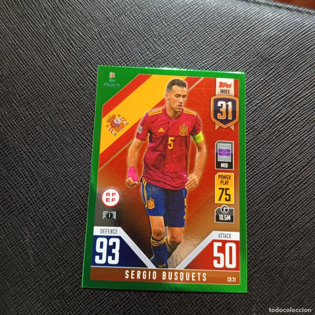 Cromos de F&uacute;tbol: SERGIO BUSQUETS ESPA&Ntilde;A TOPPS MATCH ATTAX ROAD TO FINALS UEFA NATIONS LEAGUE 2022 - A82 PG82 GREEN