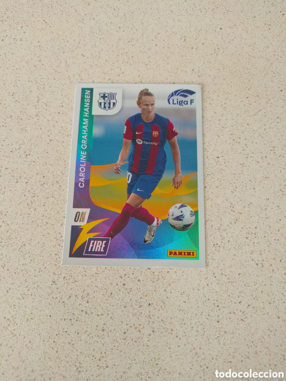 Cromos de F&uacute;tbol: CROMO ON FIRE N&Uacute;MERO 329 CAROLINE GRAHAM HANSEN FC BARCELONA. LIGA F 23/24. PANINI.