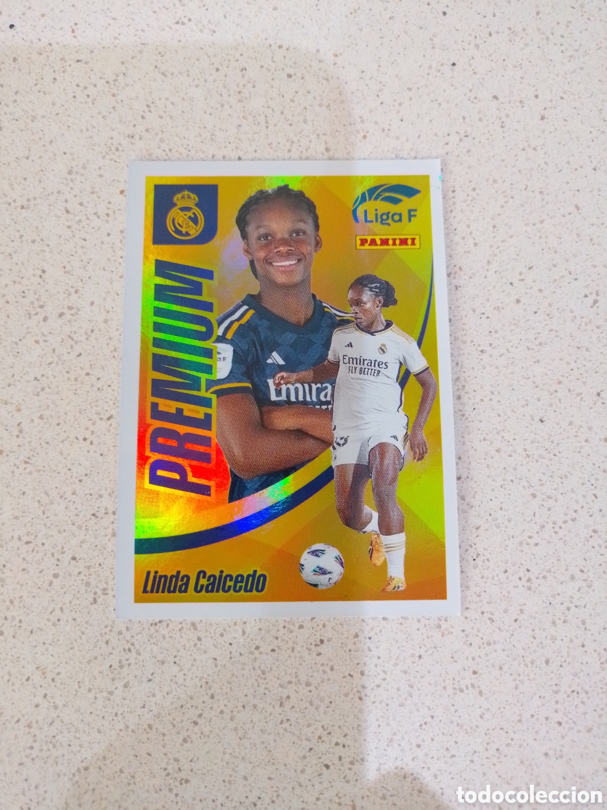 Cromos de F&uacute;tbol: CROMO PREMIUM LINDA CAICEDO REAL MADRID. LIGA F 23/24. PANINI.