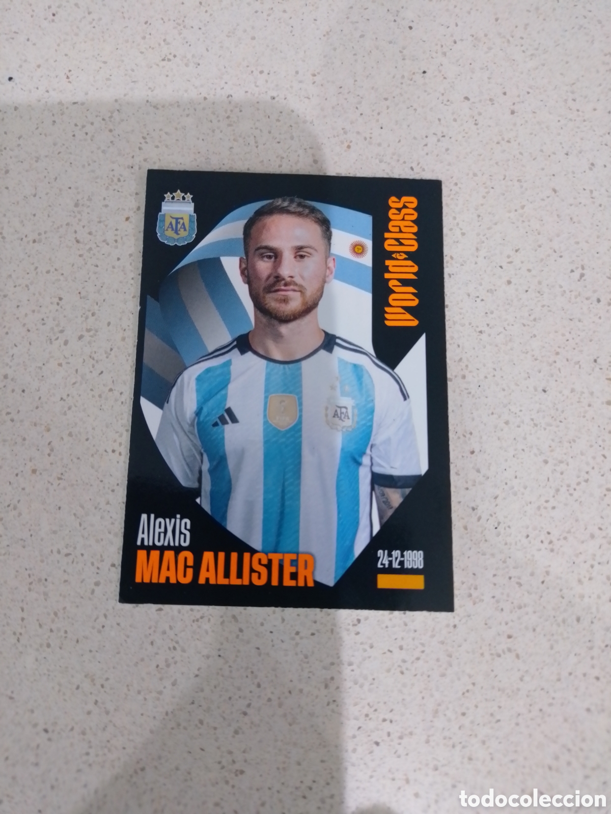 Fu&szlig;ball-Sticker: CROMO N&Uacute;MERO 165 MAC ALLISTER ARGENTINA. WORLD CLASS. PANINI.