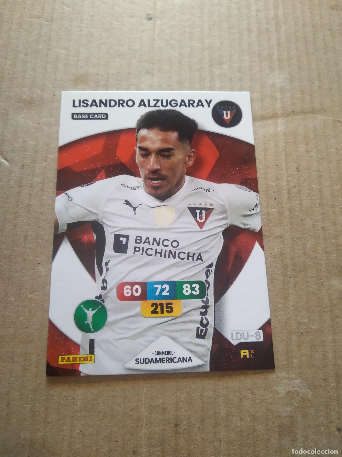 Cromos de F&uacute;tbol: LISANDRO ALZUGARAY LDU Quito CROMO FUTBOL PANINI ADRENALYN CONMEBOL LIBERTADORES SUDAMERICANA 2024