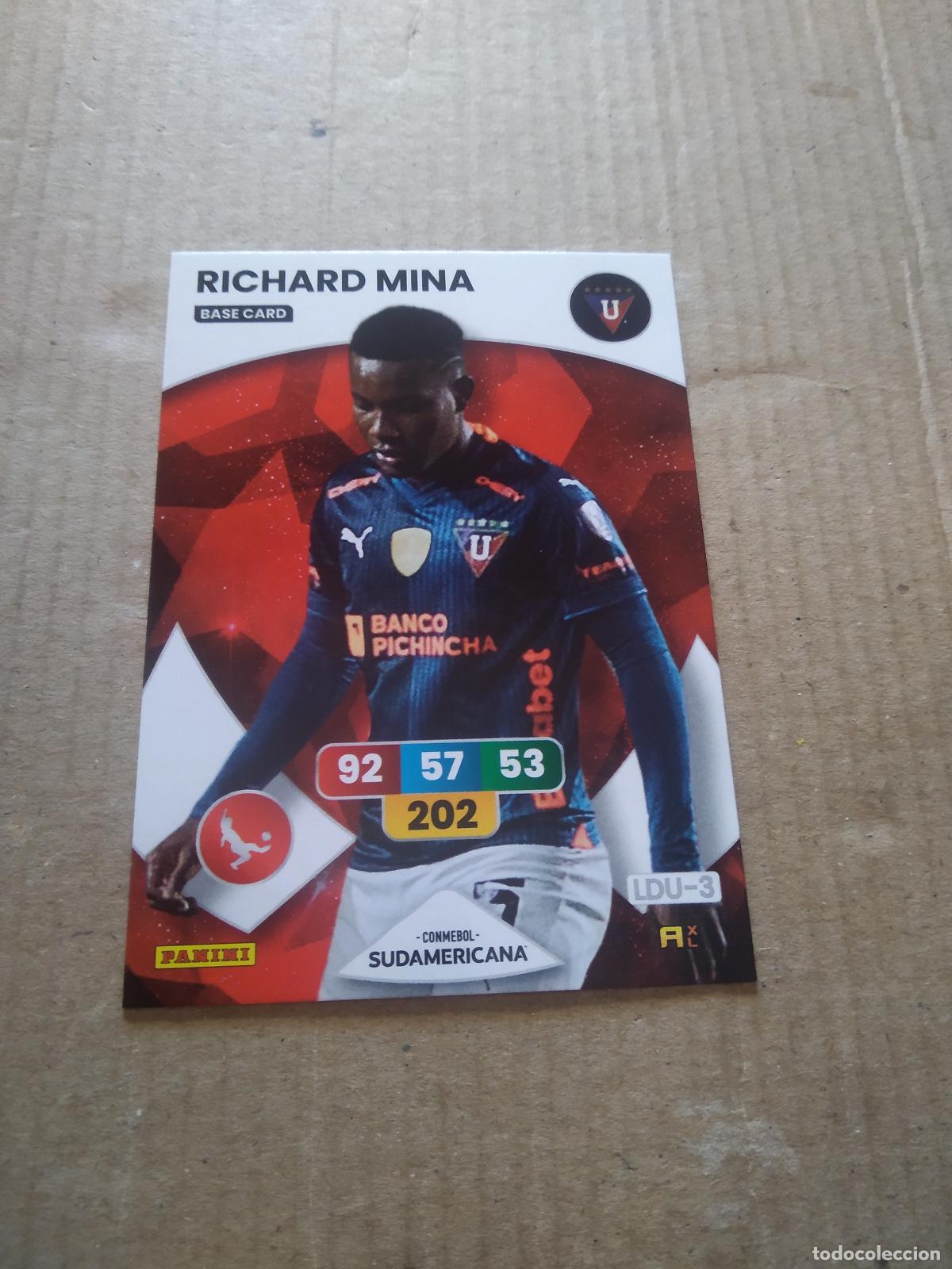 Cromos de F&uacute;tbol: RICHARD MINA LDU Quito CROMO FUTBOL PANINI ADRENALYN CONMEBOL LIBERTADORES SUDAMERICANA 2024