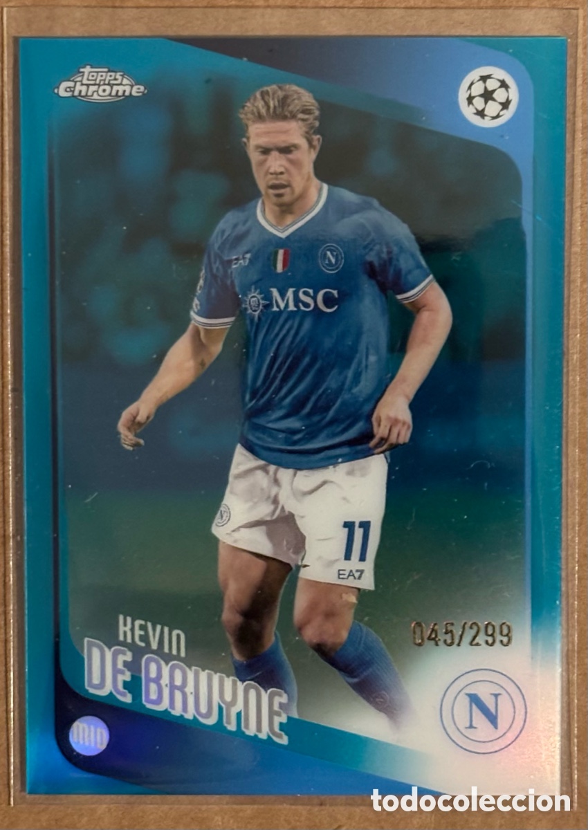 Cromos de F&uacute;tbol: KEVIN DE BRUYNE (SSC NAPOLI). CARTA TEAL LAVA REFRACTOR NUMERADA 45/299 TOPPS CHROME UEFA 2025/26