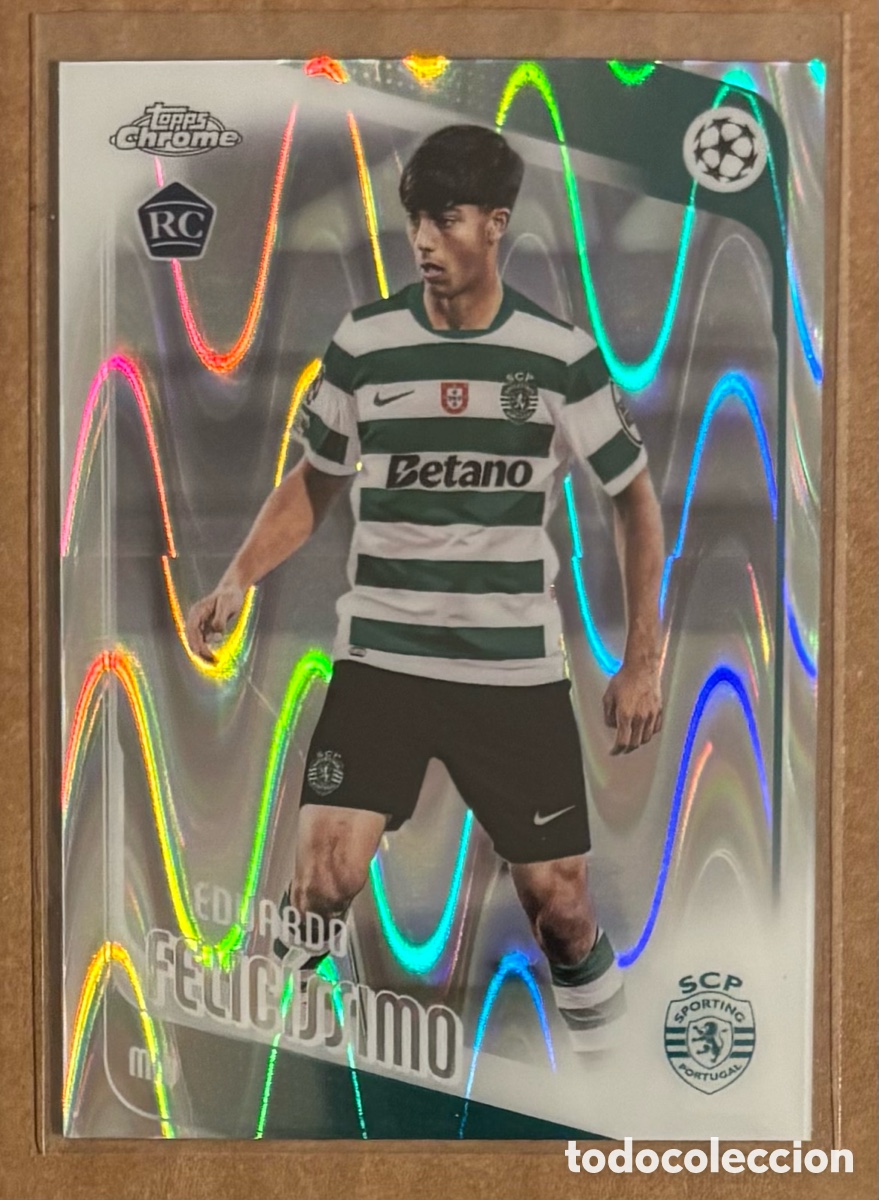 Figurine di Calcio: EDUARDO FELICISSIMO (SPORTING PORTUGAL). CARTA ROOKIE CARD RAYWAVE REFRACTOR TOPPS CHROME UEFA