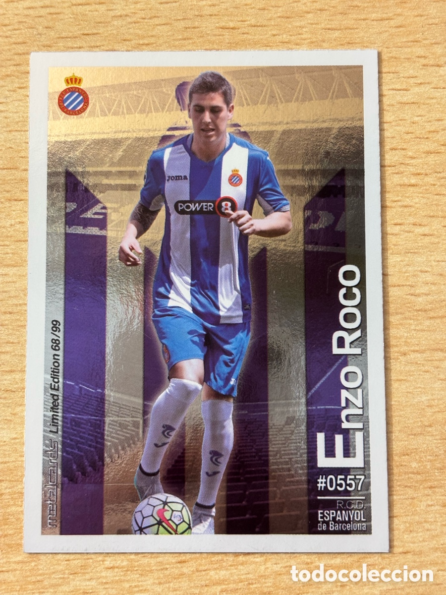 Fu&szlig;ball-Sticker: # 557 Enzo Roco RCD Espa&ntilde;ol Mundicromo 2016 Metalcard Limited Edition brillo liso