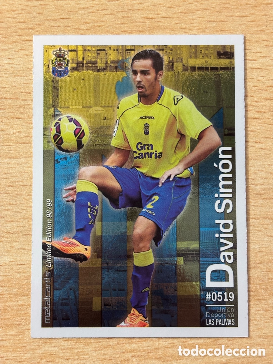 Cromos de Futebol: # 519 David Sim&oacute;n Las Palmas Mundicromo 2016 Metalcard Limited Edition brillo liso