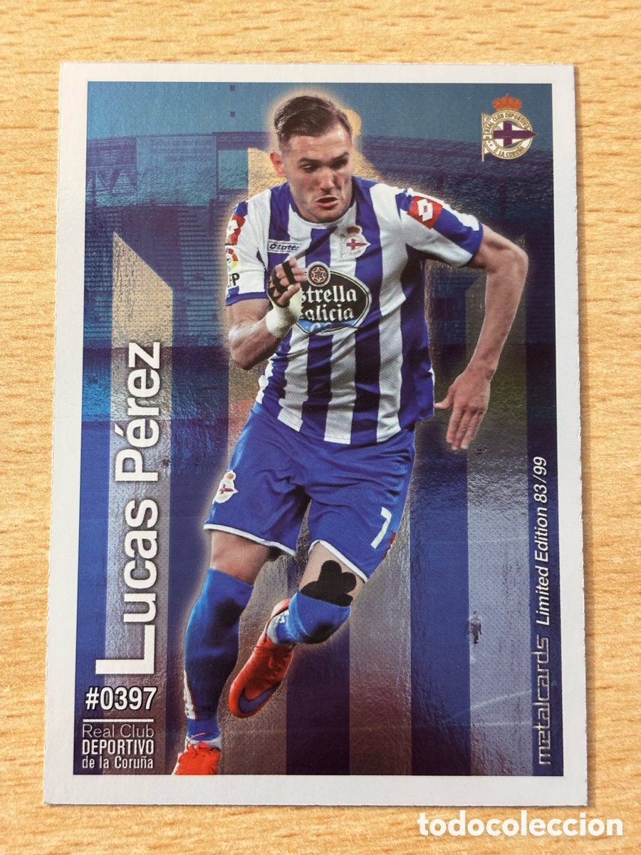 Cromos de Futebol: # 397 Lucas P&eacute;rez Deportivo de La Coru&ntilde;a Mundicromo 2016 Metalcard Limited Edition brillo liso