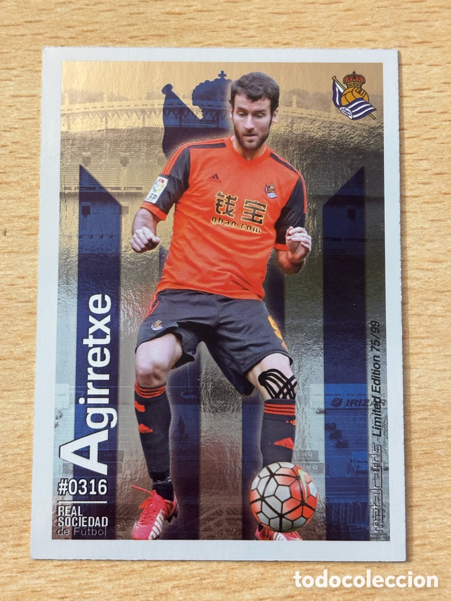 Cromos de F&uacute;tbol: # 316 Agirretxe Real Sociedad Mundicromo 2016 Metalcard Limited Edition brillo liso