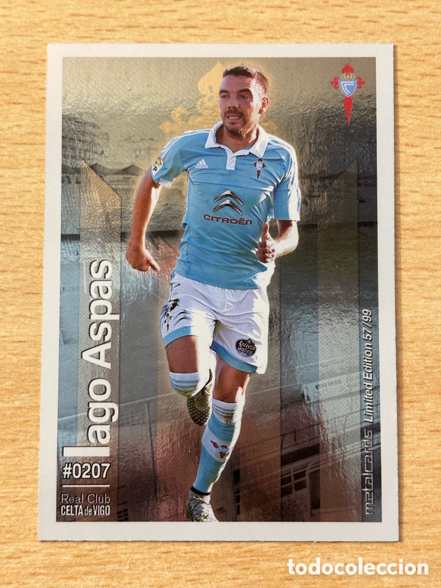 Cromos de F&uacute;tbol: # 207 Iago Aspas Celta de Vigo Mundicromo 2016 Metalcard Limited Edition brillo liso