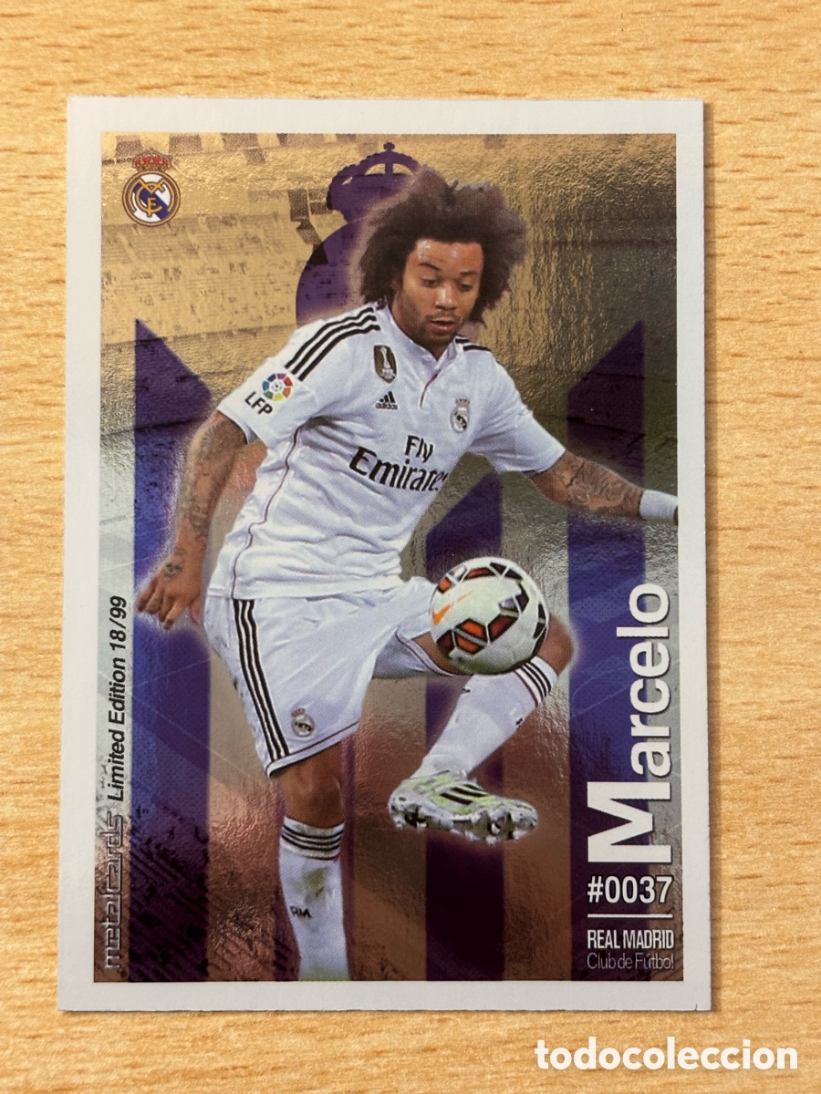 Cromos de F&uacute;tbol: # 37 Marcelo Real Madrid Mundicromo 2016 Metalcard Limited Edition brillo liso